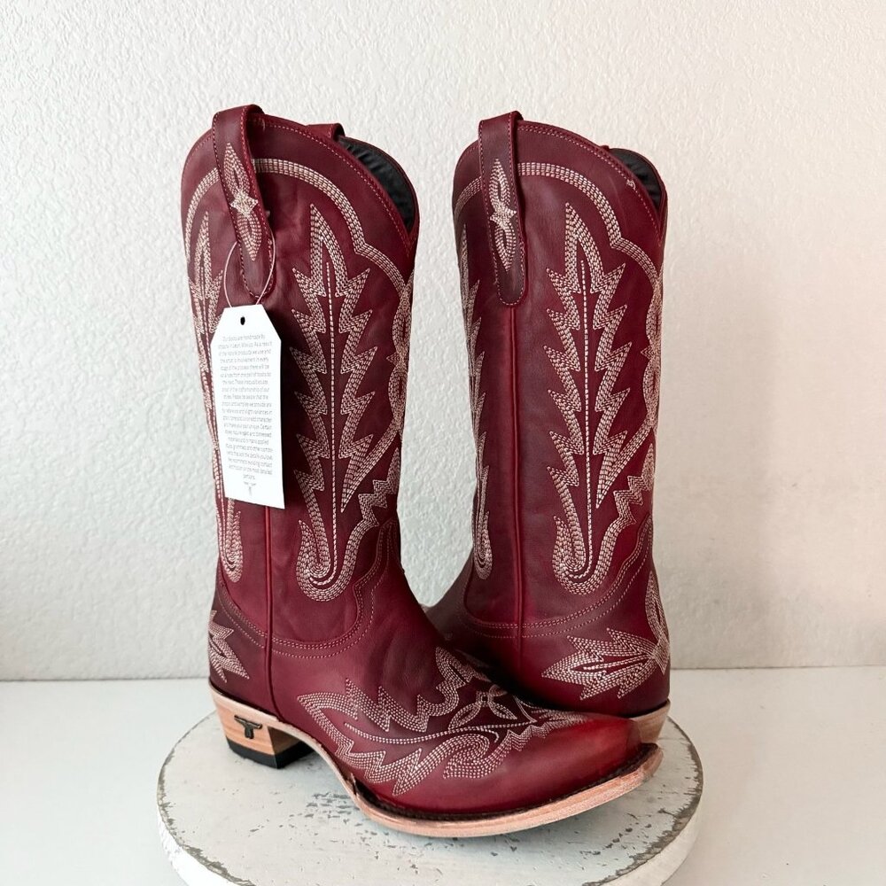 Burgundy Western Heeled Boots - Women